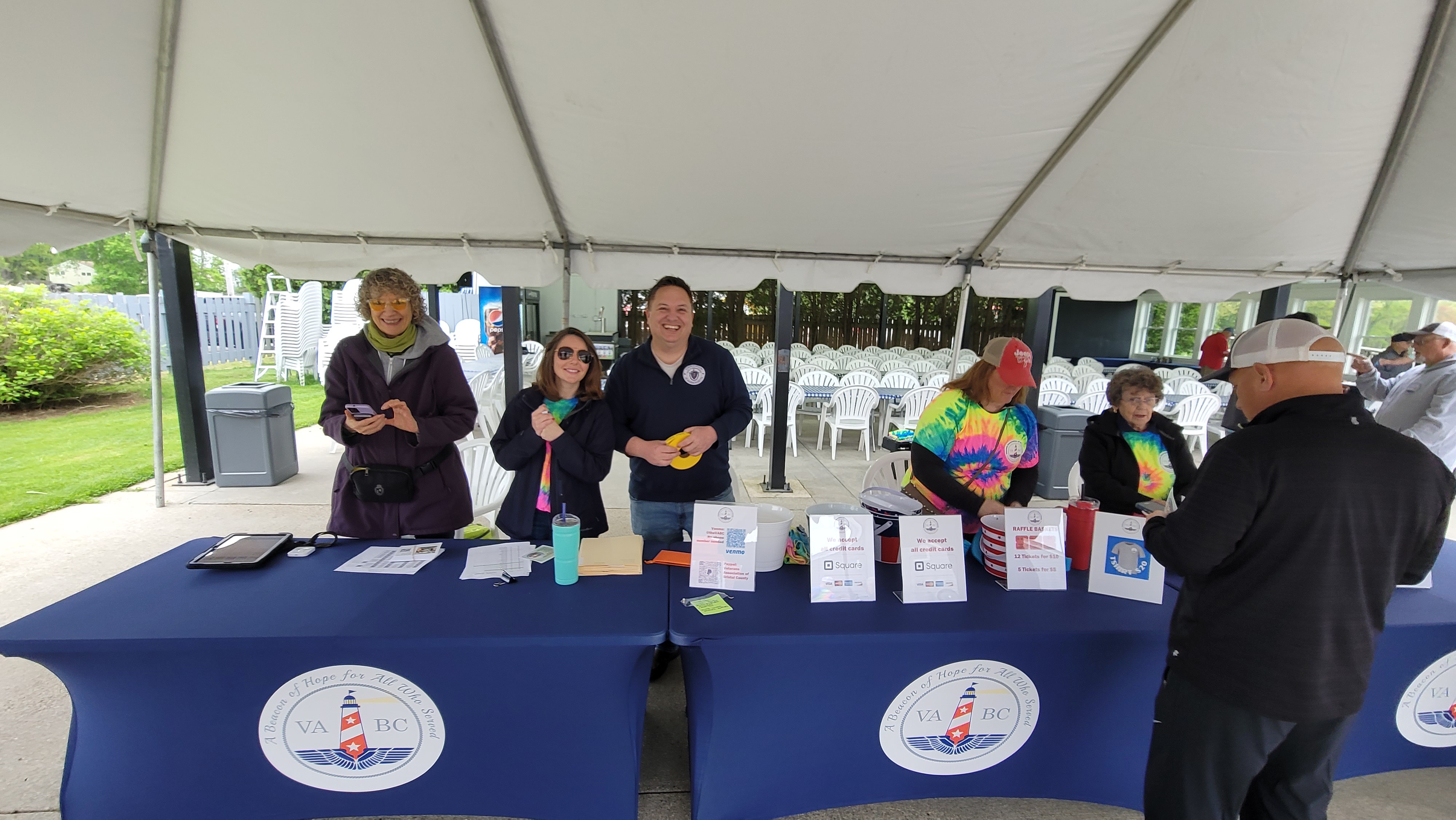 Justin Thurber volunteering at a VABC veterans event registration table